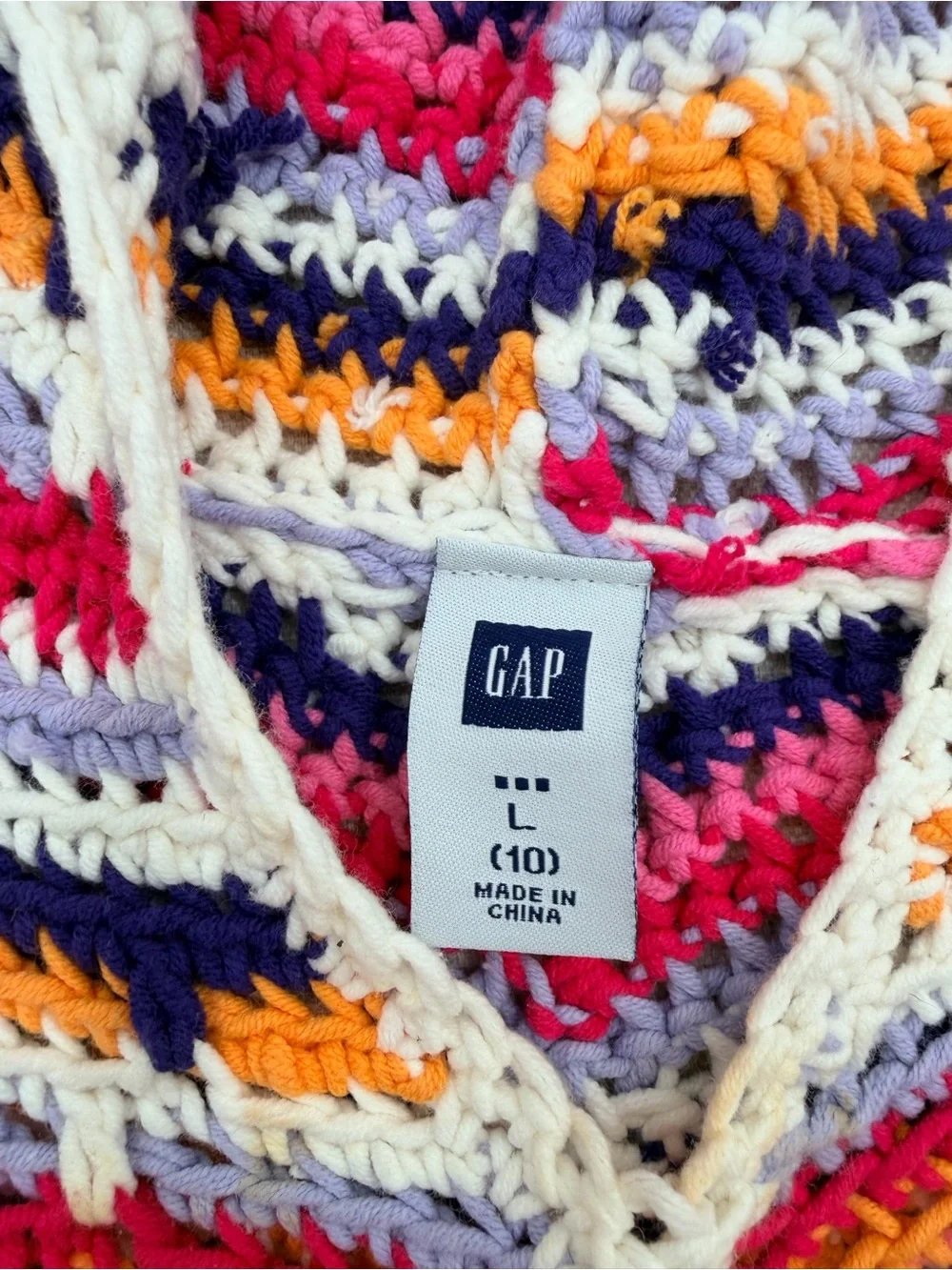 Gap Rainbow Crochet Pullover Hooded Poncho
